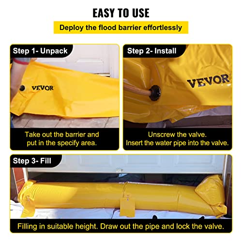 Flood Barrier, Flood Bags, Sandbag Alternative, Water Barrier for Flooding with Great Waterproof Effect, Reusable PVC Water Diversion Tubes, Lightweight Flood Barriers for Home, Door, Garage - style: 24ft(l) * 6(h)
