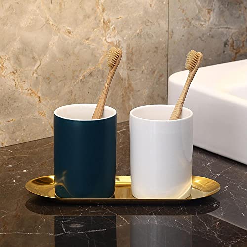 Gaolinci 2 Pcs Bathroom Cups, Ceramics Toothbrush Holder, Tumbler Cup, 9 Oz - color: White