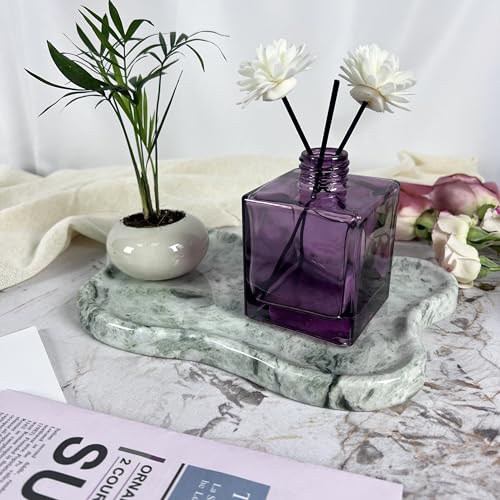 WneFu Choiziic Natural Decorative Tray, Cloud Shape, 9.8x6.1x0.62 Inches, Modern Style, Polished Finish, Bathroom Kitchen Counter Vanity Organizer with Anti-Slip Mad (Green-Marble-P) - color: Gree-marble-gloss）