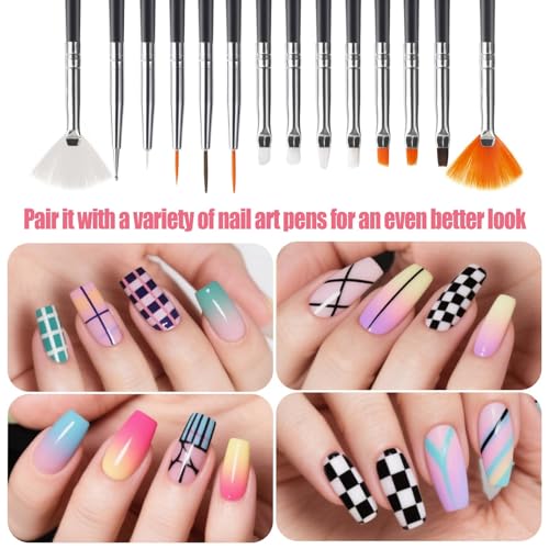 Artdone 32pcs Nail Art Brushes Tools Set Dotting Tools for Gel Polish | Dust Brush,Striping Brushes for Long Lines, Drawing Pen Design supply - color: 32Pcs set