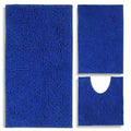 Bathroom Rugs Chenille 3-Piece Extra Soft and Absorbent Shag Bathroom Rugs, Machine Wash Mat, Strong PVC Non-Slip Underside, Plush Carpet Mats (Royal Blue) - color: Royal Blue, size: 2'8" x 1'8" (16x24"+20x32"+20x20"U shape）