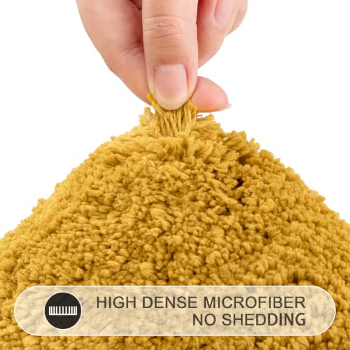 SHACOS 3 Pieces Bathroom Rugs with Toilet Lid Cover, Honey Mustard | Soft Absorbent, Non Slip, Washable, Microfiber, 16"x24"+U-Shape 20"x24"+Lid Cover19"x21" - color: Honey Mustard, size: 16"x24"+U-Shape 20"x24"+Lid Cover 19"x21"