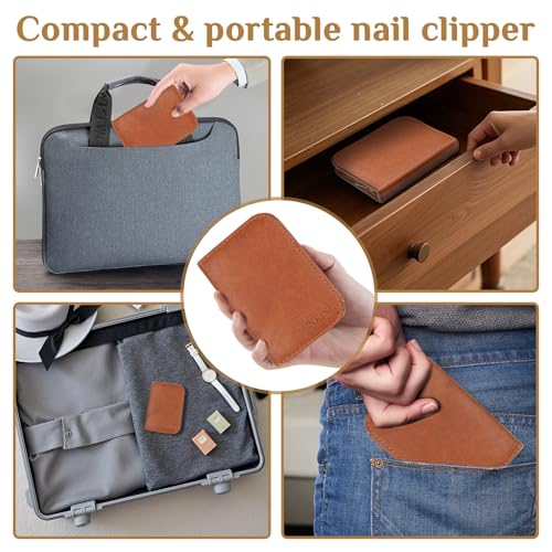MINKINH Manicure Set Professional Nail Clipper Kit-26 Pieces Stainless Steel Manicure Kit,Nail Care Tools with Luxurious Travel Case (Brown) - color: Brown