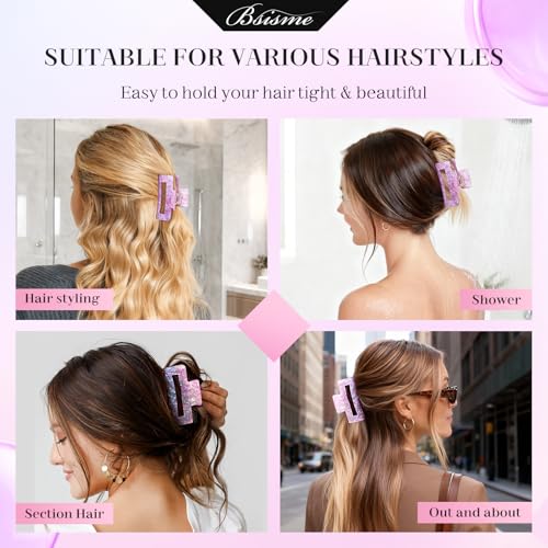 Bsisme Hair Brush with Hair Clips, Vented Brush for Faster Blow Drying | Detangler & Frizz-Free on Women Girls Curly Wet Thick Fine Hair, Ideal Valentine's Day, Mothers Day, Birthday Gift for Her - color: Pinkish Purple