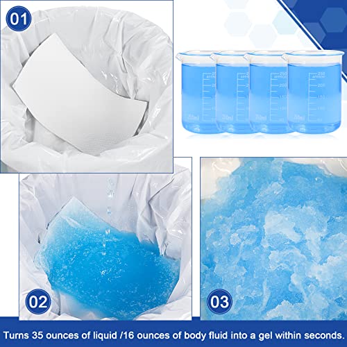 150 PCS Bedside Commode Absorbent Pads for Adult Toilet Chair Bucket | Disposable Commode Pads with Absorbent Gel, Locks Odor & Prevents Splash, for Seniors Portable Toilet, Medical Care - color: White150