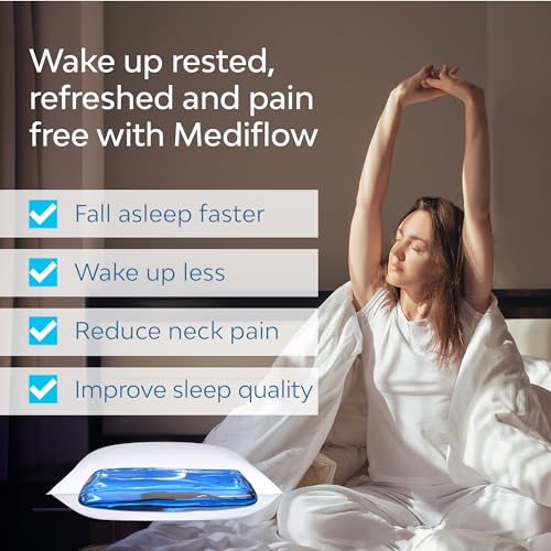 Mediflow Fiber Water Pillow - Adjustable Bed Pillow for Neck Pain Relief, Ideal for Side, Back, and Stomach Sleepers, Clinically Proven for Comfort and Support (4 Pillows) - size: Family Pack (4 Pillows)