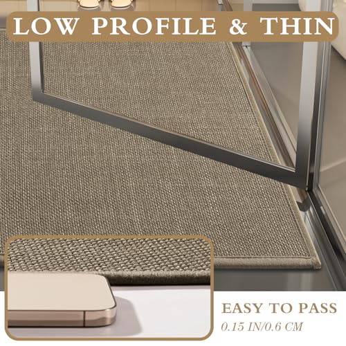 YIHOUSE Bathroom Rug Sets 2 Piece, Bathroom Mat Quick Dry, Thin Bath Rug Set,Absorbent Bath Mat for Bath Room Non Slip Washable for Toilet and Floor 17.5"x24"U+17"x24" - color: Brown, size: 2 Piece (17.5"x24"U + 17"x24")