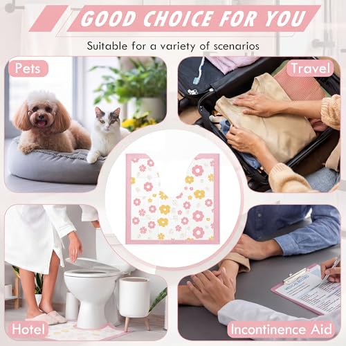 20 Pack Disposable Toilet Mats U Shaped Toilet Mat Absorbent Toilets Floor Protector Toilets Floor Protector from Urine for Potty Training Anti Urine Commode Mat for Kids (Pink,Flower) - color: Pink, size: Flower