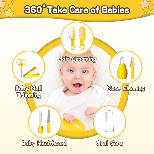 Baby Grooming Kit for Boys Girls Safety Newborn Nursery Essentials Grooming Set Gift for First-time Parents, Yellow 25 in 1 - style: Yellow 25 in 1