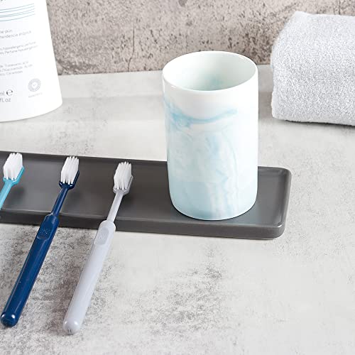 Ceramic Toothbrush Holder, Bathroom Cup, Drinking Mug, Coffee Cups, Marble Pattern Pen Holders, 300ml/Pcs (Blue) - color: Blue