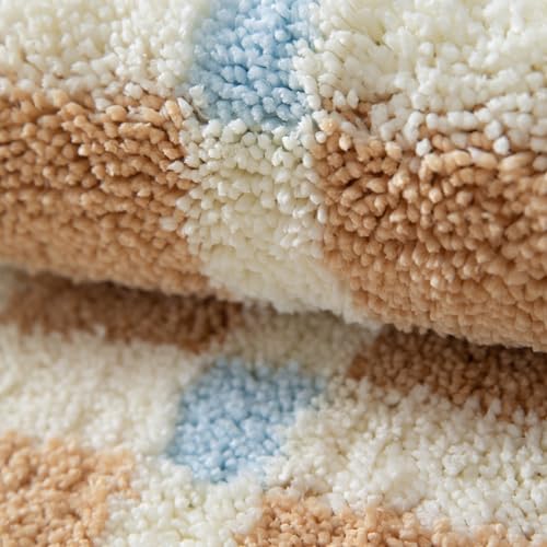 GIB Bathroom Rugs Mat 32" x 20", Extra Soft Absorbent Plush Fluffy Bath Rugs, Non-Slip Washable Bath Mats for Bathroom Floor Shower Home Decor Accessories, Warm Beige & Cream Striped - color: Beige Striped, size: 32" X 20"