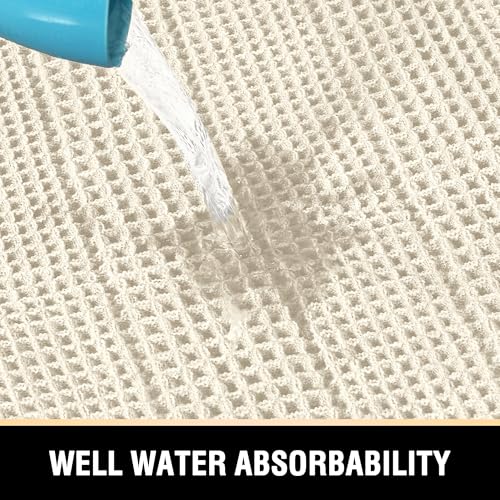 H.VERSAILTEX Upgraded Waffle Bath Mat Super Absorbent Non Slip Bath Rugs for Bathroom Floor Machine Washable Dry Fast Bathroom Rugs for Beside Tub, 20" x 32", Ivory - color: Ivory, size: 20" x 32"