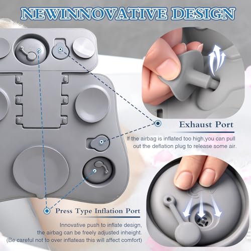 Upgraded Silicone Bath Pillow, 4D Press Inflatable Airbag and Non-Slip Large Suction Cups, Adjustable Head Neck and Back Support, Comfortable Luxury Bath Pillows for Tub, Bath Spa Accessories Gray - color: Gray
