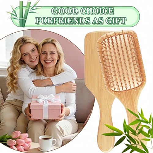 10pcs Bamboo Hair Brush and Comb Set.Portable Travel Hair Brush for Women,Men,and kids short,long,and curly hair Dandruff Cleaning brush,Flexible Scalp Massager Bamboo Brush Gift Set(Square)