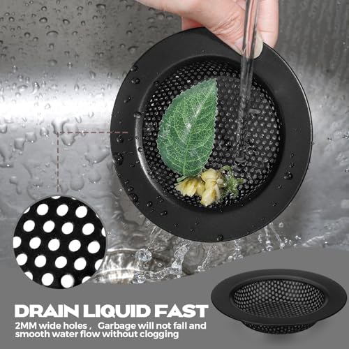 Retisee 2 Pcs Sink Strainer Stainless Steel Kitchen Sink Drain Strainer Basket Cover Mesh Hair Food Catcher, Large Wide Rim of 4.4 Diameter(Matte Black) - color: Matte Black