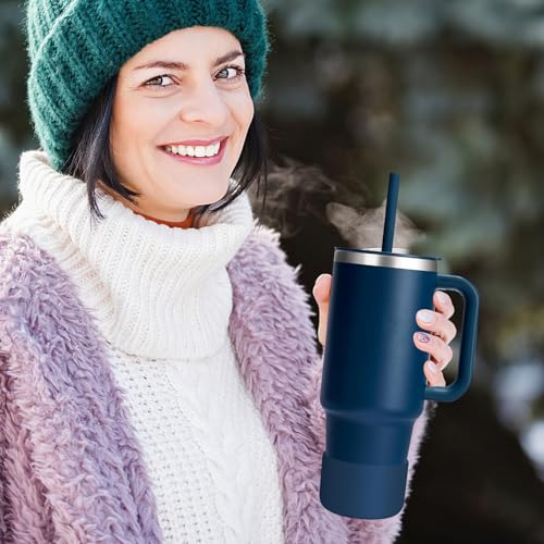 WUQID Silicone Boot Sleeve Compatible with Hydro Flask Travel Tumbler with Handle 32oz&40oz and 12-24oz Hydroflask Bottle & Stanley 20 30 40oz Tumbler, Fit 2.83-2.95in Bottom, Anti-Slip Bottle Cover - color: Indigo