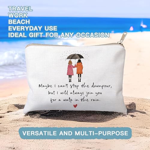 Maybe I Can't Stop The Downpour Cosmetic Bag, Tough Times Sister Gifts, Gift for Friend in Need, Friendship Support, Always Here for You, Makeup Case, Small Travel Bag, Bestie Gift - color: Always Join You