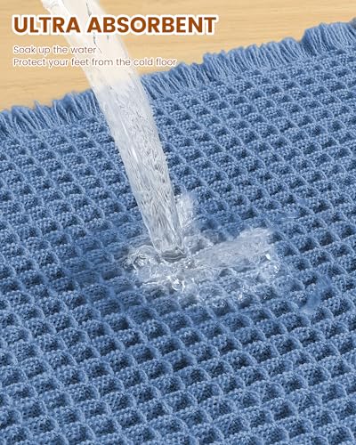 Smiry Waffle Bath Mat 36x24, Extra Soft Absorbent Bathroom Rugs, Non Slip Machine Washable Quick Dry Bath Rugs for Bathroom Floor, Tub, Shower, Home Decor Accessories, Blue - color: Blue, size: 36" X 24"