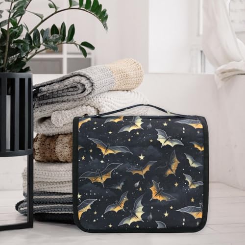 MNSRUU Hanging Toiletry Bag Gothic Skull Bat Travel Makeup bag for Toiletries Portable Travel Toiletry Organizer Cosmetic Bags with Hanging Hook - color: Skull I 4177