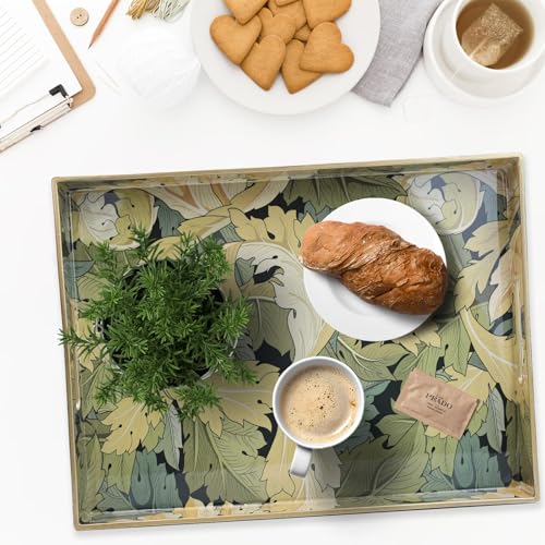 Spsyrine Serving Tray with Handles, Plastic Decorative Tray for Coffee Table, Living Room, Home Decor, Acanthus - color: Multi G