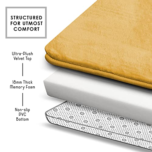Clara Clark Bathroom Rug Set, 3 Piece Velvet Memory Foam Bath Mats with Non-Slip PVC Backing, Gold - color: Camel Gold, style: 17 x 24 + 20 x 32 + Contour