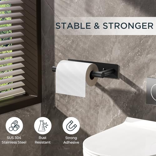 FORIOUS Toilet Paper Holder Wall Mount, Stainless Steel Rustproof Double Post Pivoting Tissue Roll Holder for Bathroom, Commercial Toilet Paper Dispenser (Matte Black, Modern Square 1 Pack) - color: Matte Black