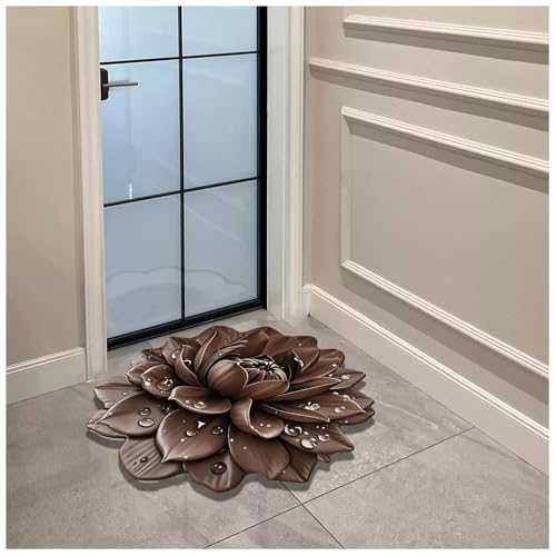 Floral Diatomaceous Earth Floor Mat 3D Flowers Pattern Bath Mat Non-Slip Bath Rug Safe Absorbent Quick Drying Bathmat Suitable for Bathroom Kitchen Entrance (Style 3, 23.62"/60cm) - color: Style 3, size: 1'11" x 1'11" (Flower)
