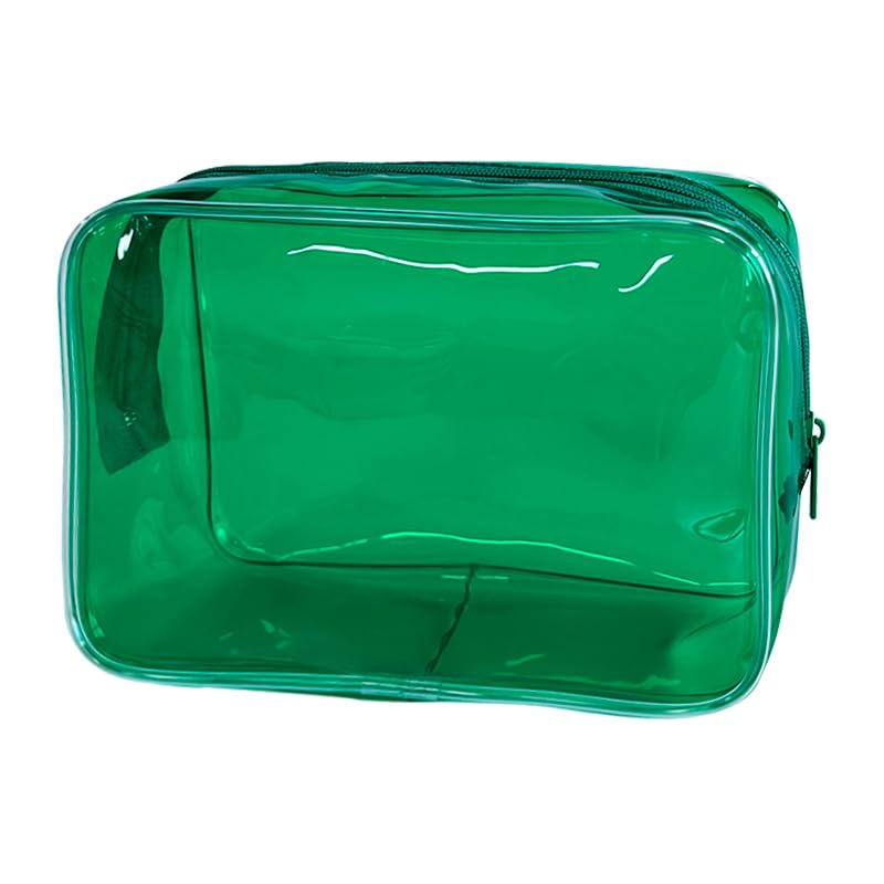 Neon TSA Approved Clear Toiletry Pouch, 7"x2.3"x4.7" Size, PVC Travel Makeup Bags for Toiletries, Transparent Cosmetic Bag for Women and Men Small (dark green) - color: dark green