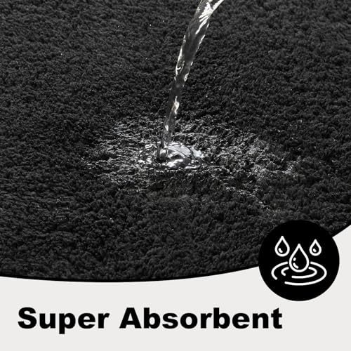 TYUU Bathroom Runner Rug, Ultra Soft Long Bath Mat Machine Washable Super Absorbent Quick Dry Bathroom Runner Rugs 24 x 60 Non Slip, Black 24" x 60" - color: Black, size: 24" x 60"