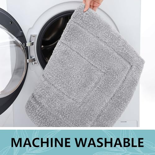 Buganda Bathroom Rugs, 30" x 20", Soft and Absorbent Microfiber Bath Rugs, Shaggy Shower Carpet, Machine Wash Dry Bath Mats for Bathroom Floor, Tub and Shower, Grey - color: Grey, size: 30" X 20"
