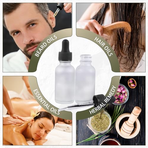 NOOEEISS 24 Pack,1oz Glass Dropper Bottle, Clear Frosted Tincture Bottles with Dropper, Pretty Finish for All Kinds of Liquids,Oil Bottles for Hair- Stronger Suction ideal for Leakproof Travel - color: Clear Frosted, size: 1oz-24Pack