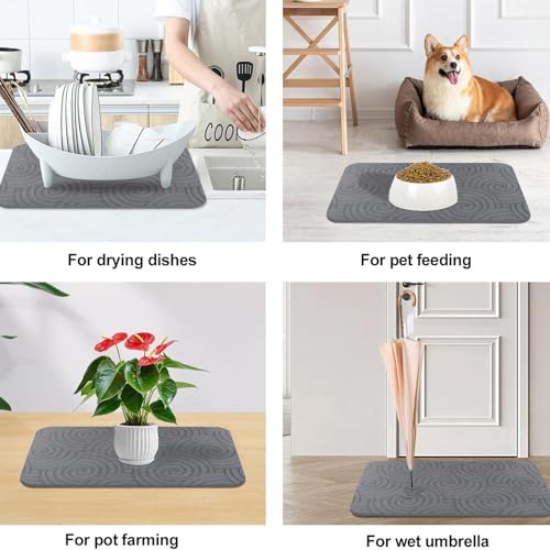 2 Pack Stone Bath Mat Diatomaceous Earth Shower Mat Non-Slip Super Absorbent Quick Drying Diatomite Stone Mats for Bathroom Floor Kitchen (Grey, 24x15) - color: Grey Circle