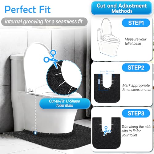 4 Pack Toilet Mats,Upgrade Toilet Floor Protector from Urine,Toilet Rugs U Shaped Washable,Toilet Mats for Bathroom,Around Toilet Floor Protector,Potty Training Mats for Bathroom