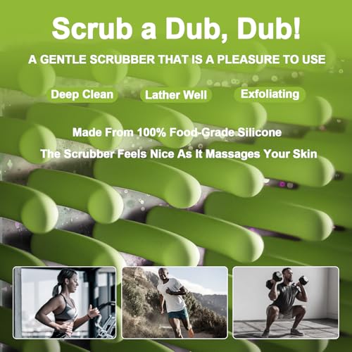 Shower Bath Brush, Large Size of Soft Bristles for Men & Women After Gym, Exfoliating and Deep Clean, Back Suction Cup Easy to Store and Dry (Green)