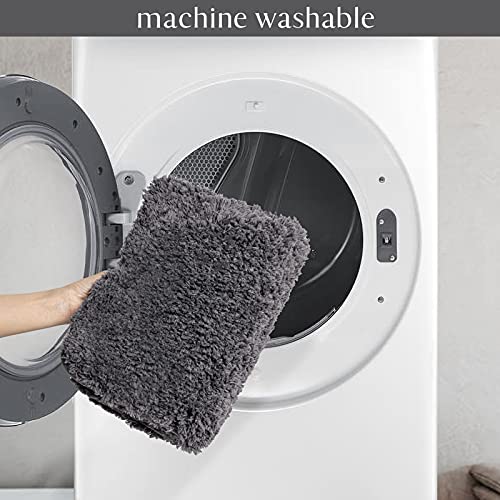 Ashler Bathroom Rugs Set of 2, Dark Grey Bath Rugs 2 Piece, Water Absorbing Bath Mat, Soft Microfiber Rectangle Bathroom Carpet, Machine Washable - 17x24 & 20x32 Inches - color: Dark Grey