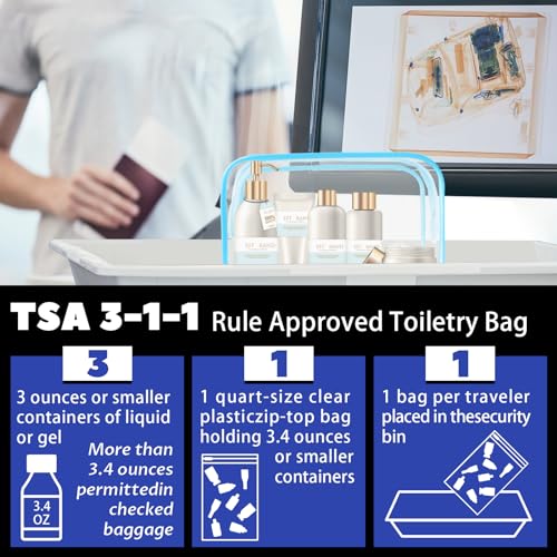 YedsIntu 16 Pieces Clear Cosmetic Bags, PVC Clear Pouch with Zipper TSA Approved Toiletry Bag for Travelling, Waterproof Transparent Travel Makeup Cosmetic Organizer Case for Men and Women (Blue-M) - color: Blue-M