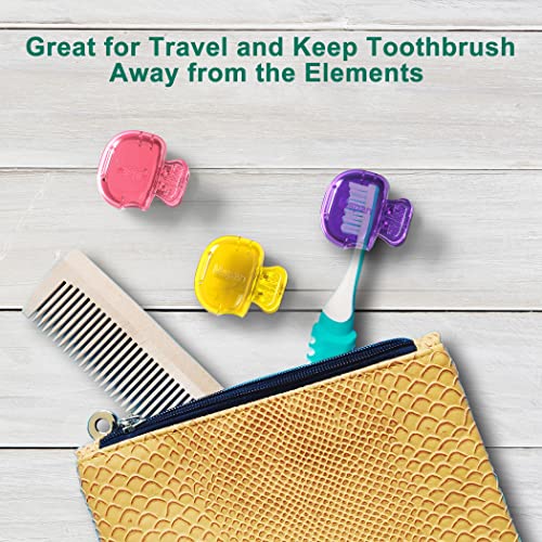 Mspan Toothbrush Head Cover Cap: Tooth Brush Protector Clip Compatible with Oral-B Philips Colgate AquaSonic - Plastic Pod Travel Case - 4 Packs - color: Yellow, Purple, Pink, Clear