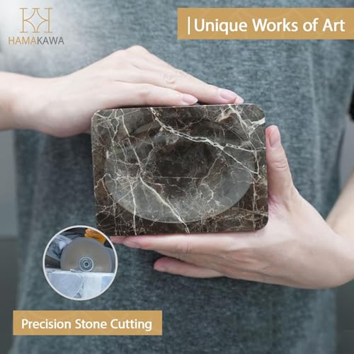 Natural Marble Soap Dish, Rectangle Emperador Dark Jewelry Dish, Dark Brown Style Shower Soap Holder, Modern Stone Sponge Holder, Bar Soap Saver Tray for Bathroom, Kitchen, Easy to Clean - color: Dark Brown 5-in Rect