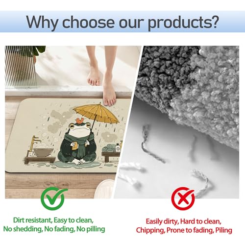 Bathroom Rug 29.5"x17", Cute Funny Frog Bath Mat with Non-Slip Rubber Backing, Quick-Drying Absorbent Thin Floor Mat for Bathroom, Shower, Sink, or Kitchen - color: Cute Funny Frog