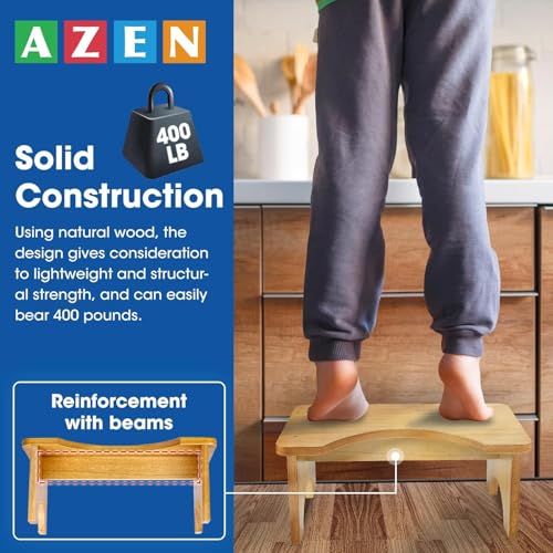 AZEN 2 Pack Toilet Stool Squat Adult, Wood Poop Stool for Bathroom Adults, Portable Toilet Potty Stools for Adults - color: Yellow (2 Pack)
