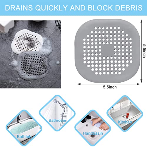 4 Pack Drain Hair Catcher Durable Silicone Hair Stopper Shower Drain Covers with Suction Cup, Shower Drain Hair Catcher Suitable for Bathroom Bathtub and Kitchen - color: Grey/White 4pack