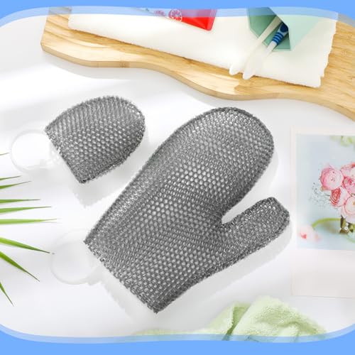 Vesici 2 Pcs Honeycomb Exfoliating Glove Set Exfoliating Bath Mitt Honeycomb Face and Body Scrubber Shower Mitt Sponges for Cleaning Body Shower Face Skin Beauty Spa(Gray) - color: Gray