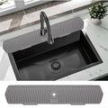 30 Inch Sink Splash Guard, Large Size Kitchen Sink Splash Guard, Longer Silicone Faucet Handle Drip Catcher Tray for Kitchen Countertop, Bathroom, Farmhouse (Grey) - color: Gray