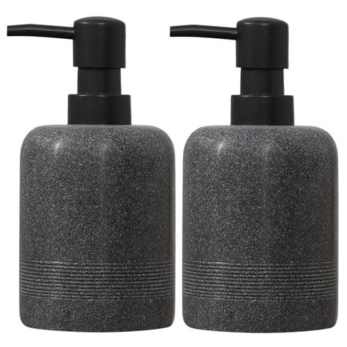 Soap Dispenser Set, 2pcs 350ML 11OZ Hand Soap Lotion Dispenser for Bathroom Countertop and Kitchen Sink, Shampoo Condition Refillable Bottle for Modern Decor Hotel Office (Dark Grey) - color: Dark Grey