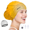 WHALE Extra Large Swim Cap Designed for Men and Women with Thick, Long Hair, Hair Extensions Or Afro-Textured Hair Long-Hair Swim Cap Highly Waterproof to Keep Hair Dry - color: Yellow