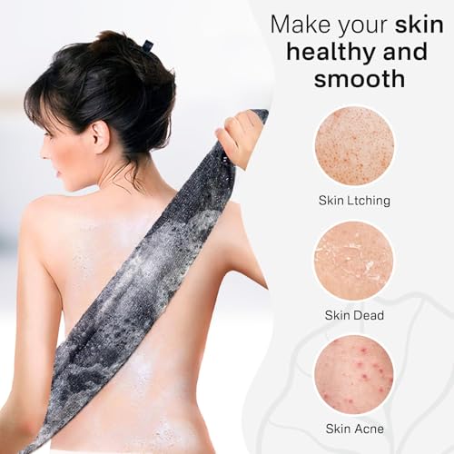 Yiclick Exfoliating Washcloth Towel- Exfoliating Body Scrubber Exfoliator, Back Scrubber for Shower Bath, Exfoliate Rags Wash Cloths, Loofah Lufa Sponge, Body Scrub & Exfoliation Women Men - color: Coal