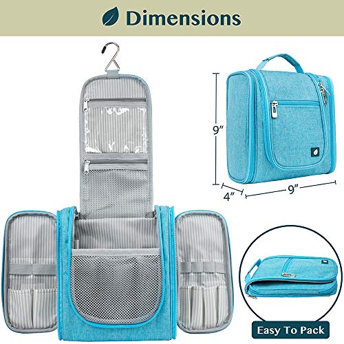 PAVILIA Toiletry Bag Travel Bag for Women Men, Hanging Cosmetic Organizer, Water Resistant Makeup Bag for Accessories Toiletries, Large Travel Essentials Kit (Turquoise) - color: Sea Blue, size: Standard (9x4x9)
