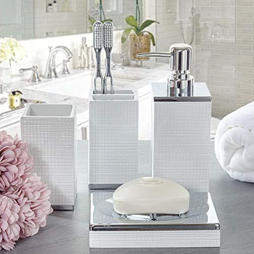 Creative Scents Estella White Bathroom Tumbler Cup - Decorative Mouthwash Rinse Mug for Vanity Countertops Also Great As Makeup Brush Holder and Pencil Pen Holder - style: Tumbler Cup