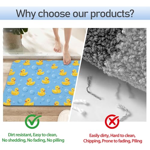 Yellow Rubber Ducks Bathroom Rug 29.5"x17",Quick-Drying Super Absorbent Diatomite Bath Mat with Non-Slip Backing,Thin Washable Bathroom Floor Mat Fits Under Door for Shower,Sink,or Tub - color: Yellow Rubber Ducks