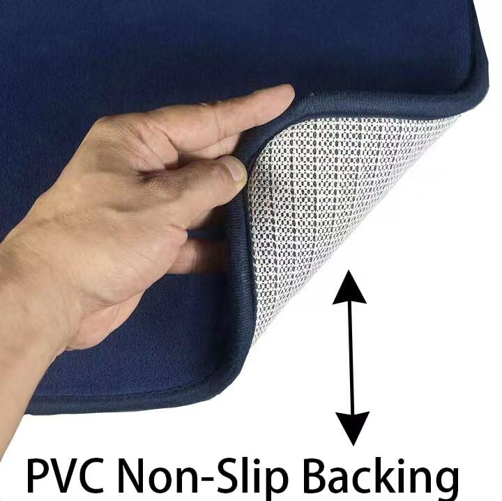 Madeals Memory Foam Toilet Mat and Velvet Toilet lid Cover Set with Toilet Tank Cover Velvet 3 Piece Toilet Set Navy Blue - color: Navy Blue